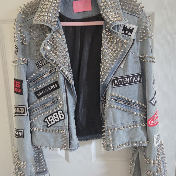 Azalea Wang Jackets & Blazers - Azalea Wang Edgy Studded Blue Denim Jacket
